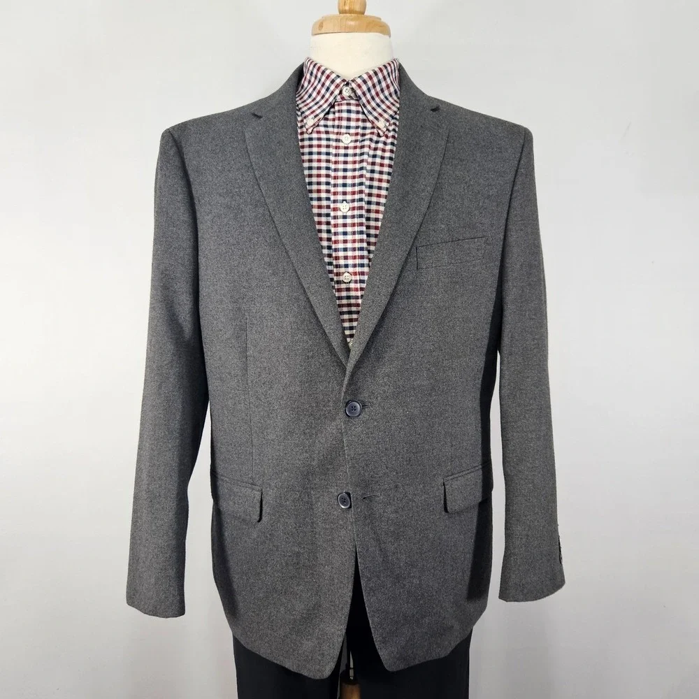 Michael Strahan Collection Men's Sport Coat Blazer Two Button Gray Flannel 46R